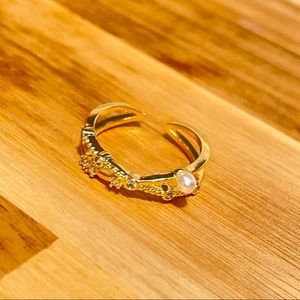 Gold Plated Ring With Simulated Pearl